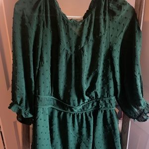 Dark Green Peplum Top